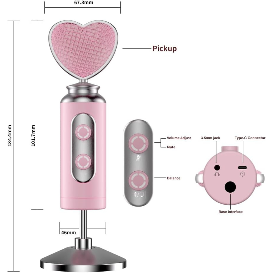 PinkVox Microfono Profesional Corazón